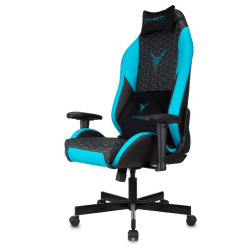 Кресло игровое Knight Neon черный/голубой соты (экокожа, 150кг, крестовина металл, колесики полиуретан, подголовник, поддержка поясницы)