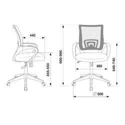 Кресло офисное Бюрократ CH-695N темно-серый сиденье черный (сетка/ткань,150 кг, крестовина пластик, колесики пластик)