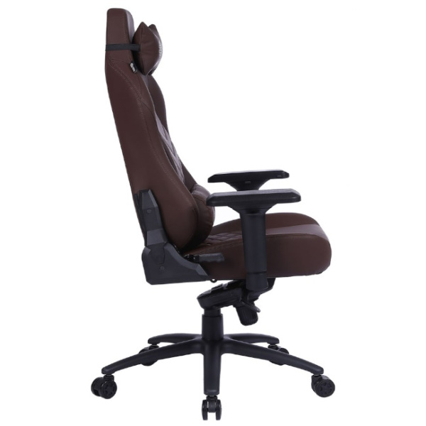 Кресло игровое Cactus CS-CHR-0112BR коричневый (экокожа,120кг, крестовина металл, подголовник, поддержка поясницы)